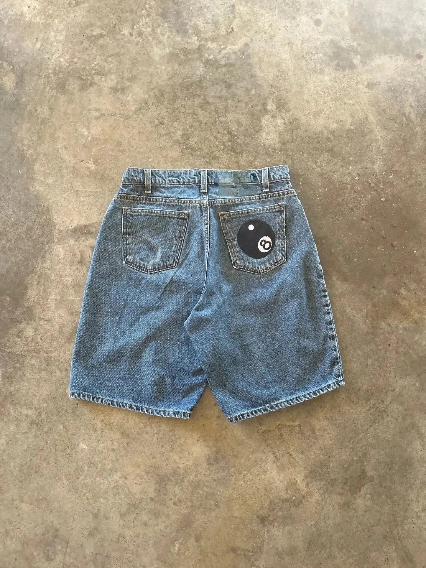 On Air Shorts Men Casual Baggy Jeans Short Y2k Retro Blue Pocket Embroidery Wide Leg Denim Jorts Hip Hop Skateboard Streetwear