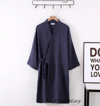 New Spring And Autumn Japanese Kimono Robe Couple Cotton Crepe Bathrobe Men And Women Kimono Robe Robes For Women Sleepwear - Matrix-studios.com