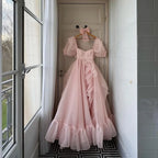 Amanda Customized Pink Strapless Square Collar Prom Dresses A-line Organza vestidos de noche Floor-Length Formal Evening 2025 - Matrix Studios