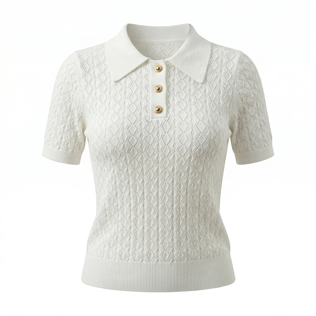 Smvp Ice Silk Polo Shirt 2026 Knitted Short Sleeve T-Shirts Lady New Chic Thin Unique Jacquard Women Tops Korean Style Clothing - Matrix-studios.com