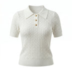 Smvp Ice Silk Polo Shirt 2026 Knitted Short Sleeve T-Shirts Lady New Chic Thin Unique Jacquard Women Tops Korean Style Clothing - Matrix-studios.com
