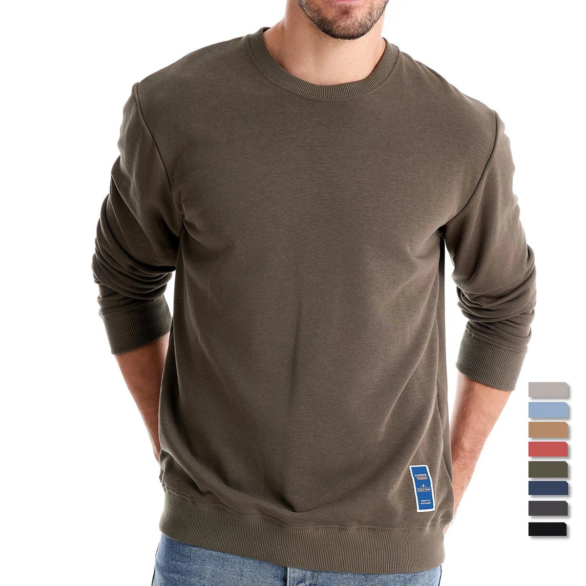 AIOPESON Cotton-blend Mens Crew Neck Solid Color Sweatshirts Pullover Casual Sport Sweatshirt for Men - Matrix Studios