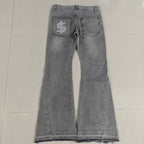 Vintage 2000s Statue of Liberty Jeans High Waisted Baggy Straight Denim Pant Streetwear Jean Hot Stamp Diamond Studded Y2k Pants - Matrix-studios.com