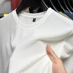 Summer Mesh Ice Silk T-shirt Men's Short Sleeve Round Neck 2026 New Half Sleeve Men Thin Solid Color Tees Top - Matrix Studios