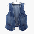 Women Vintage Denim Waistcoat Jacket 2026 Spring New Female Short Slim Sleeveless Coat Vest 6XL Single Breasted Solid Casual Top - Matrix Studios
