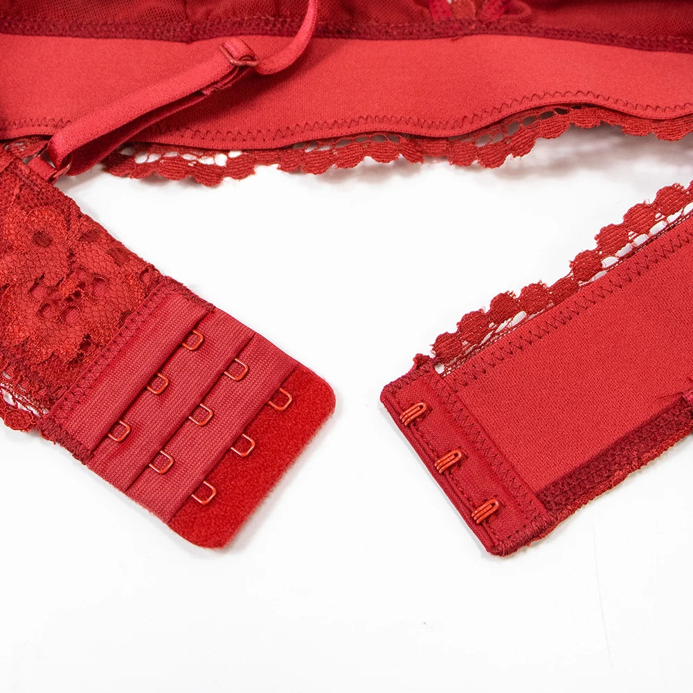 Varsbaby Lace Bra Sets for Women Non-padded Bra Panty Garter Stockings Summer Underwear Lingerie Sexy - Matrix-studios.com