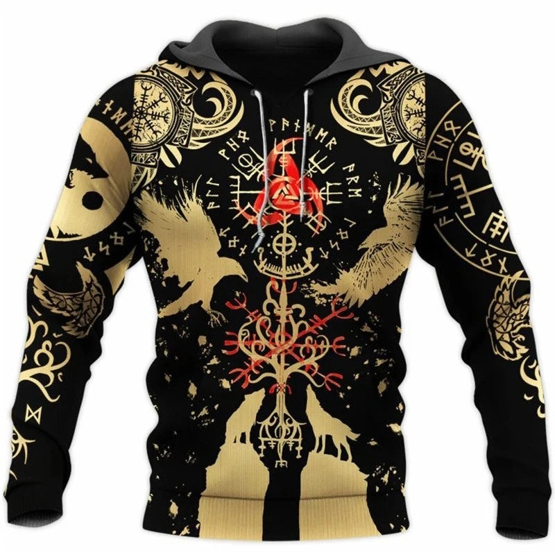 Mens Hoodies Vikings eagle Tattoo Fashion Animal pattern 3D Printed Style Casual Harajuku Hip Hop Pullover Oversized Sudaderas - Matrix Studios
