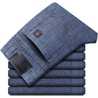 Summer New Elastic Men's Jeans Fashion Comfortable Business Straight Stretch Cotton Casual Denim Pants Brand Male Thin Trousers - Matrix Studios