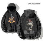 Korn Rock Band World Tour Hoodies Vintage Washed Men's Sweatshirts Cotton Hip Hop Streetwear Hooded Pullover Loose Y2K Tops - Matrix Studios