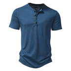 Henley Collar Summer Men Casual Solid Color Short Sleeve T Shirt for Men Polo men High QualityMens T Shirts - Matrix Studios