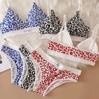 Summer New Women's Leopard Print Traceless and Steel Rim Bra Adjustable Shoulder Strap Back Women's Underwear Set - Matrix-studios.com