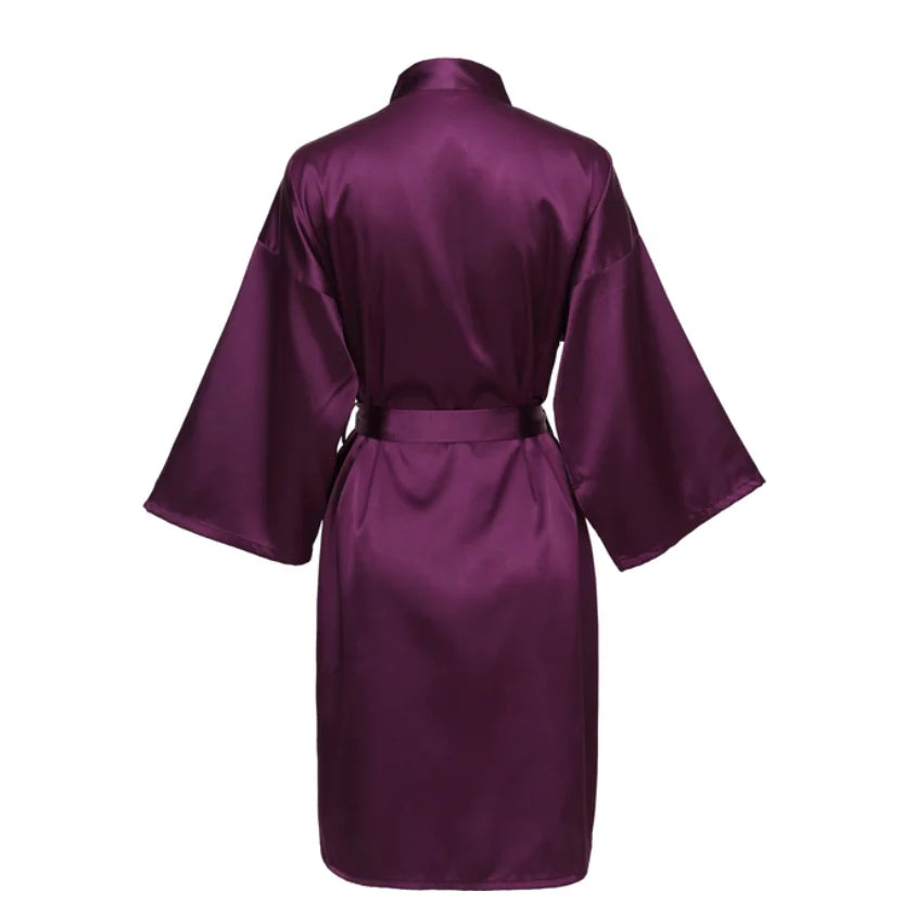 Wedding Party Team Bride Robe With Black Letters Kimono Satin Pajamas Bridesmaid Bathrobe SP2000 - Matrix-studios.com