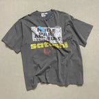 Vinatge Washed Distressed Hole SATOSHI Tshirt Crack Fading Print Short Sleeve Hiphop Streetwear Cotton Round Neck Tops Men Women - Matrix-studios.com