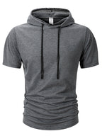 Summer Men's Hooded Sweatwear Casual Short Sleeve Loose T-shirt Solid Color Lightweight Hoodie Fitness Breathable Tops - Matrix Studios