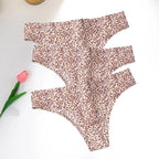 WarmSteps 3Pcs/Set Sexy Leopard Thongs Women's Panties Thongs 2024 New Female Underwear Seamless Printed Panties Ice Silk Briefs - Matrix Studios