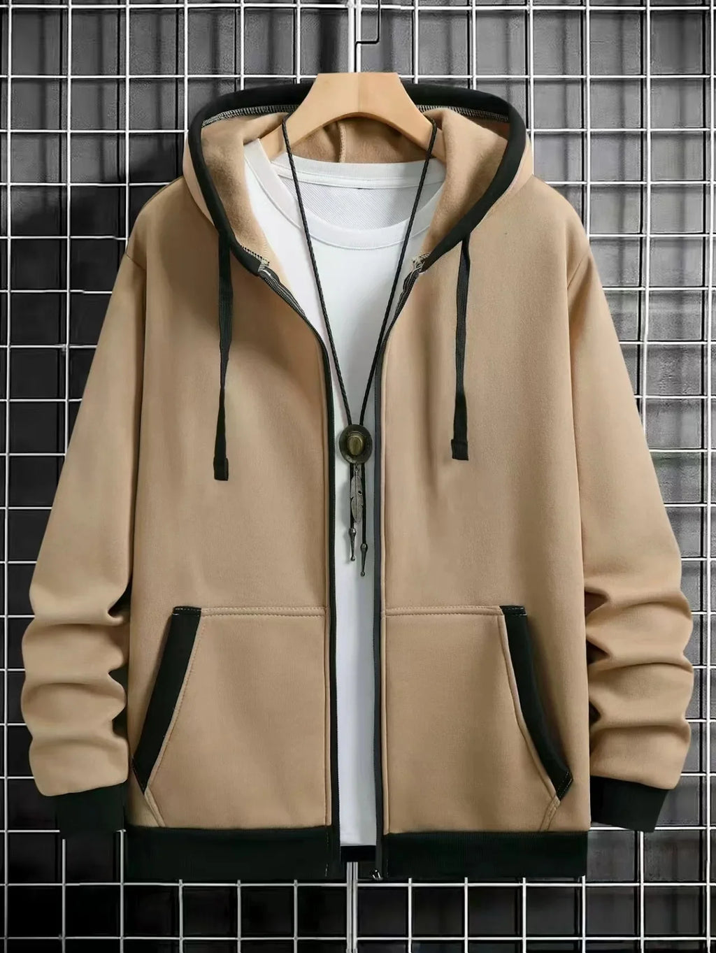 Thickened Men's Hooded Zipper Cardigan Casual Outerwear Fashionable Sweatshirt Autumn Winter New Arrival Cross-Border Style - Matrix Studios