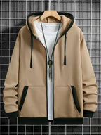 Thickened Men's Hooded Zipper Cardigan Casual Outerwear Fashionable Sweatshirt Autumn Winter New Arrival Cross-Border Style - Matrix Studios