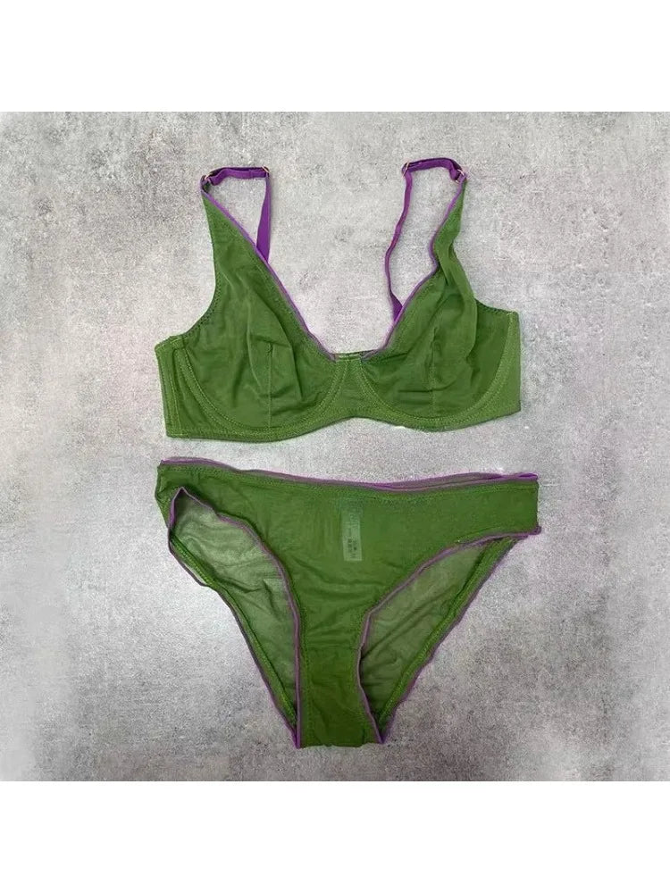 YUQI French Summer Bra - Sexy Euro Color-Block Lingerie | Slim Push-Up Lift & Anti-Sag Support | Anti-Sag Comfort Fit Underwear - Matrix-studios.com