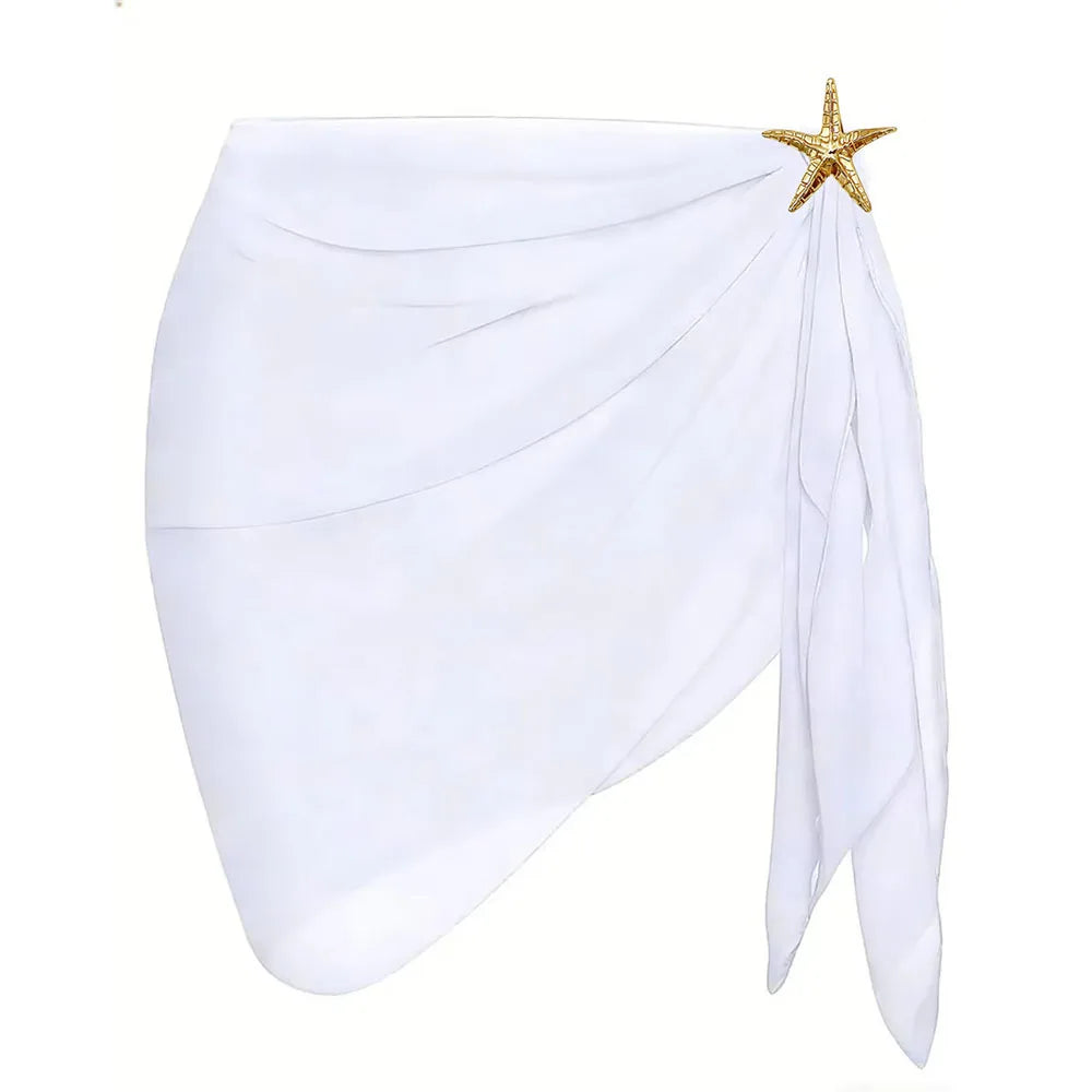 Women Summer Short Sarongs Swimsuit Coverups Beach Bikini Wrap Sheer Short Skirt Chiffon Scarf Cover Ups for Swimwear - Matrix Studios