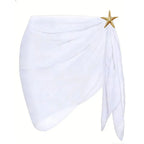 Women Summer Short Sarongs Swimsuit Coverups Beach Bikini Wrap Sheer Short Skirt Chiffon Scarf Cover Ups for Swimwear - Matrix Studios