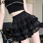 Gothic Lace Tutu Skirt Elastic Sexy Lace Mini Tulle Skirts Party Club Dancer Wear Black Bottoms High Street Y2k Women Clothing - Matrix-studios.com