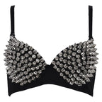 Silver Rivets Punk Rave Bralette Lingerie Gothic Bra Top Sexy Push Up Brassiere Nightclub Party Bar Fashion Hot Bras for Women - Matrix Studios