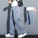 Summer Soft Lyocell Fabric Men's Jeans Thin Loose Straight Pants Drawstring Elastic Waist Korea Casual Trousers Plus Size M-5XL - Matrix Studios