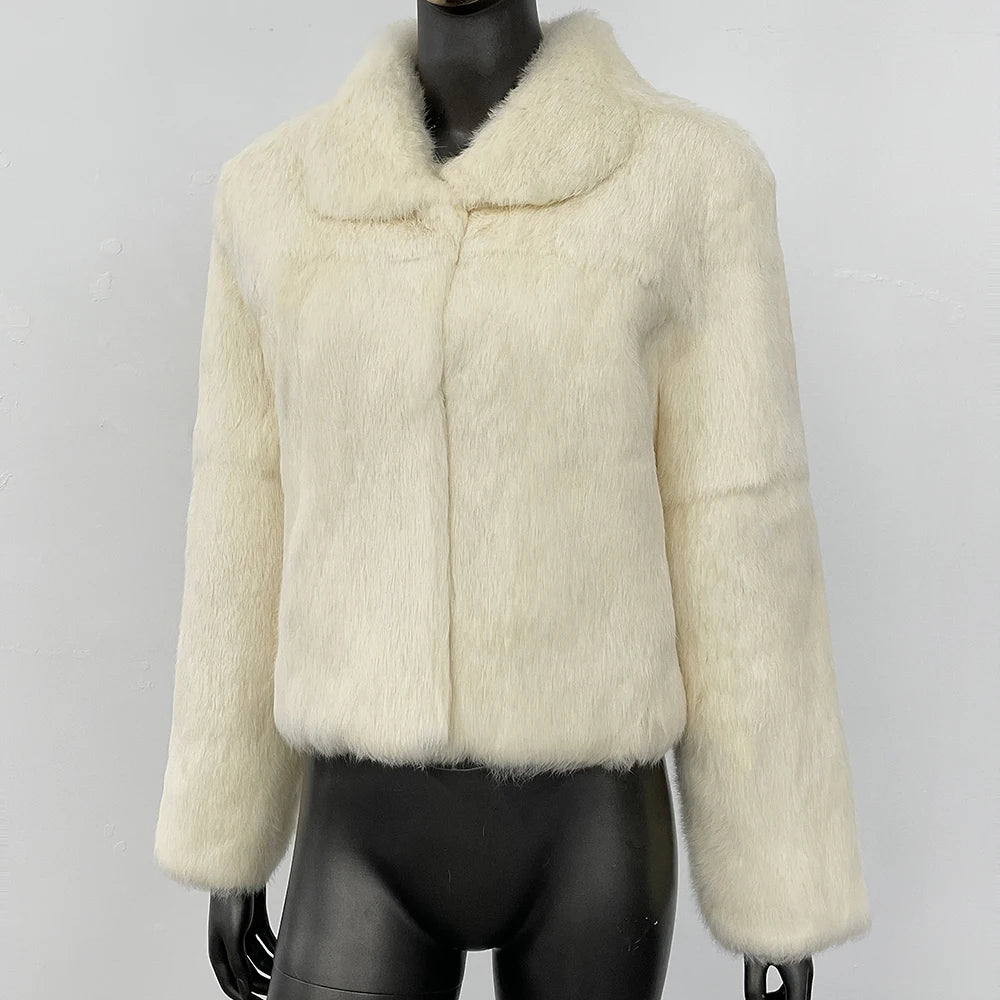 Natural Rabbit Fur Coat Women Autumn Winter Jacket Real Leather and Fur Women's Clothing Female Outerwears 2025 Real Fur Lady - Matrix Studios