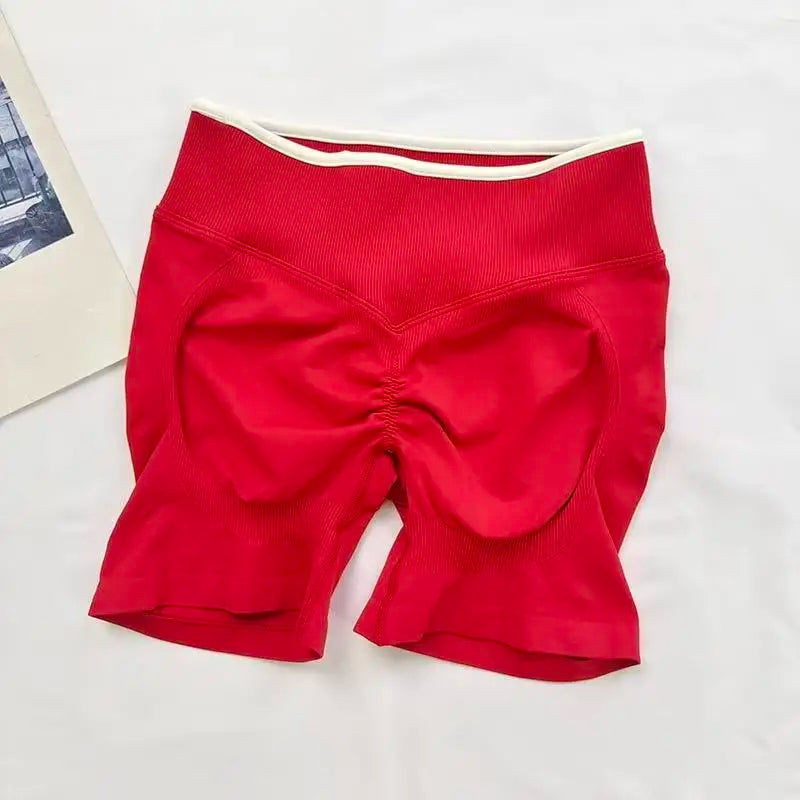 Sexy Seamless Color Blocked Yoga Shorts, Tight Fitting Peach Hip Lifting Sports, Women's Outdoor Running And Fitness Pants - Matrix Studios
