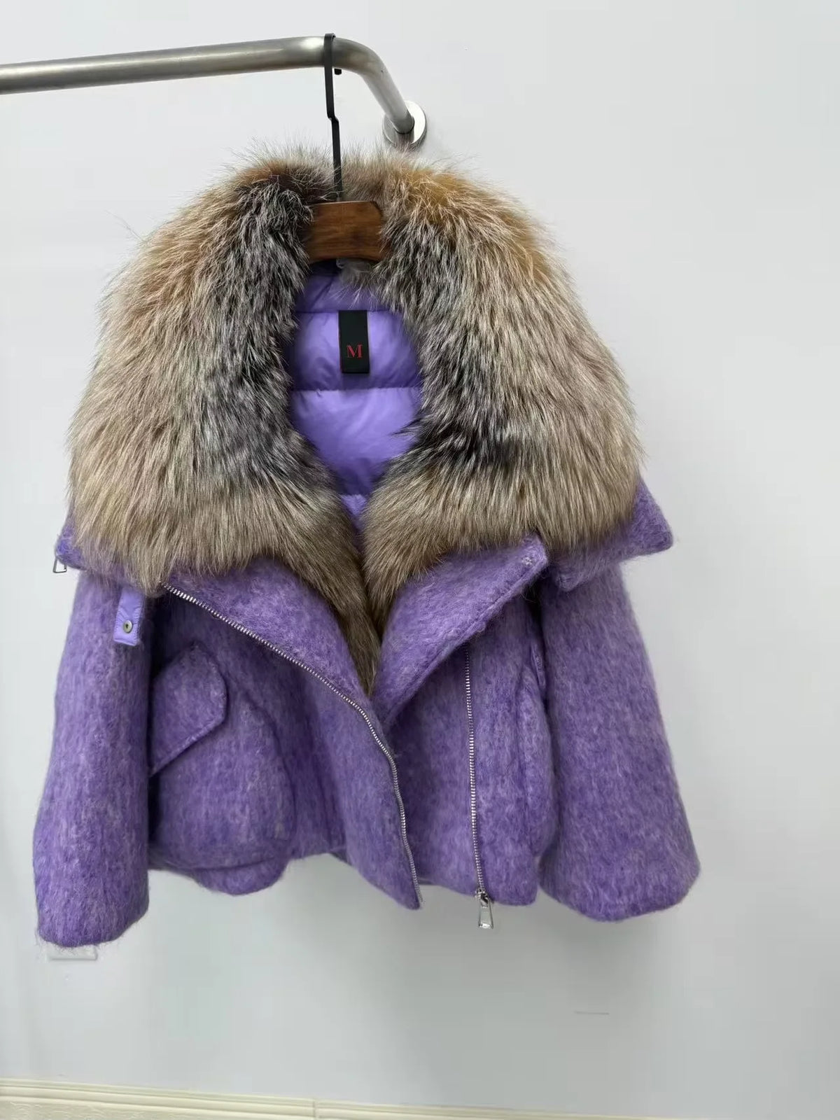 CXFS 2026 New Winter Fashion Wool Coat Splicing Down Jacket Lining With Oversized Fox Fur Collar Thick Warm Women's Coat - Matrix Studios