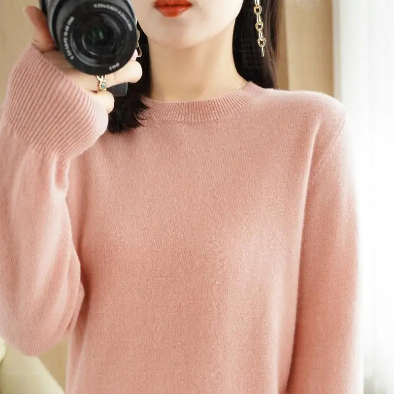 Autumn And Winter Thin Sweater Women's Round Neck Pullover Casual Knitted Top Women's Short Underlay Fashion 18 Colors - Matrix Studios