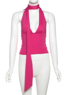 Weird Puss Scarf Tank Tops Women Backless Irregular Summer Trend Hottie Hipster Trend Sexy Wild Classic Streetwear Basic Vest - Matrix-studios.com