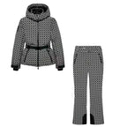 2026 Women's Winter Hooded Padded Sport Parkas Pants 2 PCS Set Belt Female Elegant Warm Windproof Skiing Coats Jackets Trousers - Matrix-studios.com