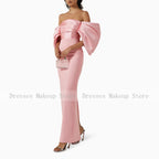 Customized Pink Prom Dresses for Women Off the Shoulder Back Split Column Prom Dress Ankle Length Elegant Formal Party Dress - Matrix Studios