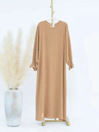 Eid Jersey Solid Modest Under Abaya Dubai 2024 Palestine Women Islamic Clothing Muslim Kaftan Inner Dresses Robe Femme Musulmane - Matrix-studios.com