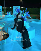 Customized Mermaid Black Prom Dresses France Long Sleeves Formal Evening Dresses Women Wedding Party Gowns Vestidos De Noche - Matrix-studios.com