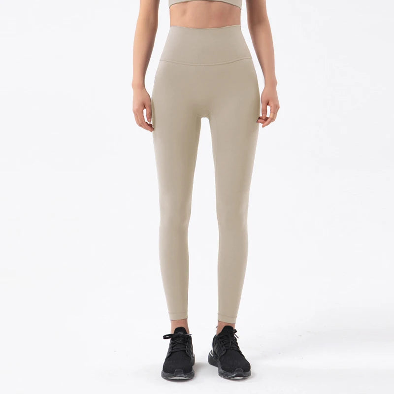 SOISOU Nylon Yoga Pants Gym Leggings Women Girl Fitness Soft Tights High Waist Elastic Breathable No T Line Sports Pants - Matrix-studios.com