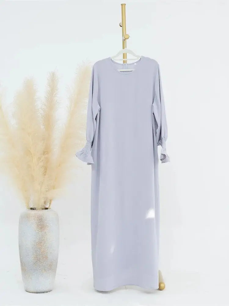 Eid Jersey Solid Modest Under Abaya Dubai 2024 Palestine Women Islamic Clothing Muslim Kaftan Inner Dresses Robe Femme Musulmane - Matrix-studios.com