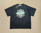 Classic Letter Print Summer Basics Tees Cotton SATOSHI Tshirt Hiphop Street Washed Black Holes Round Neck Short Sleeve Men Women - Matrix-studios.com