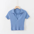 Summer ladies polo shirt women shorts short sleeve white solid cropped polo shirts mujer streetwear - Matrix-studios.com