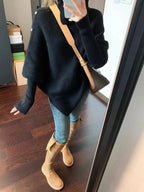 2000s Korean Fashion Slim Batwing Sleeve Autumn Sweaters Y2k Pure Color Subculture Casual Long Sleeve Pullovers Sweaters Chic - Matrix Studios