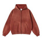 Men's Zip Up Hoodies Tie Dye Washed Double Oversize Cardigan Sweatshirt Loose Plus Plush Gradient Man Hooded Pullovers Winter - Matrix Studios