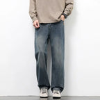 Spring Autumn New Men's Straight Vintage Fit Jeans Casual Trousers High Quality Male Korean Fashion Baggy Wide Leg Denim Pants - Matrix Studios
