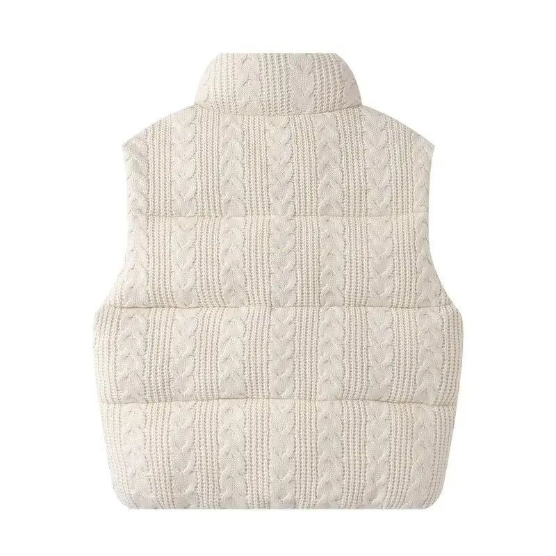 Women's Vest Jackets Coat Knitted Outwear Beige Sleeveless Tops Solid Waistcoat Solid Streetwear Fashion 2024 inszart Woman Coat - Matrix Studios