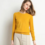 Women Slim O-Neck Pullover Cashmere Wool Blending Sweater Autumn And Winter Long-Sleeved Knit Bottoming Shirt Large Size 2024 - Matrix Studios