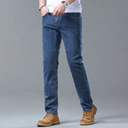 Spring Men's Light Blue Slim Jeans Stylish Casual Stretch Fabric Denim Pants Classic Trousers Smoke Gray - Matrix Studios