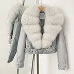OFTBUY Natural Fox Fur Faux Leather Jacket Female New Autumn Short Top Clothing Women Long Sleeve Fake Leather Real Fur Coat - Matrix Studios