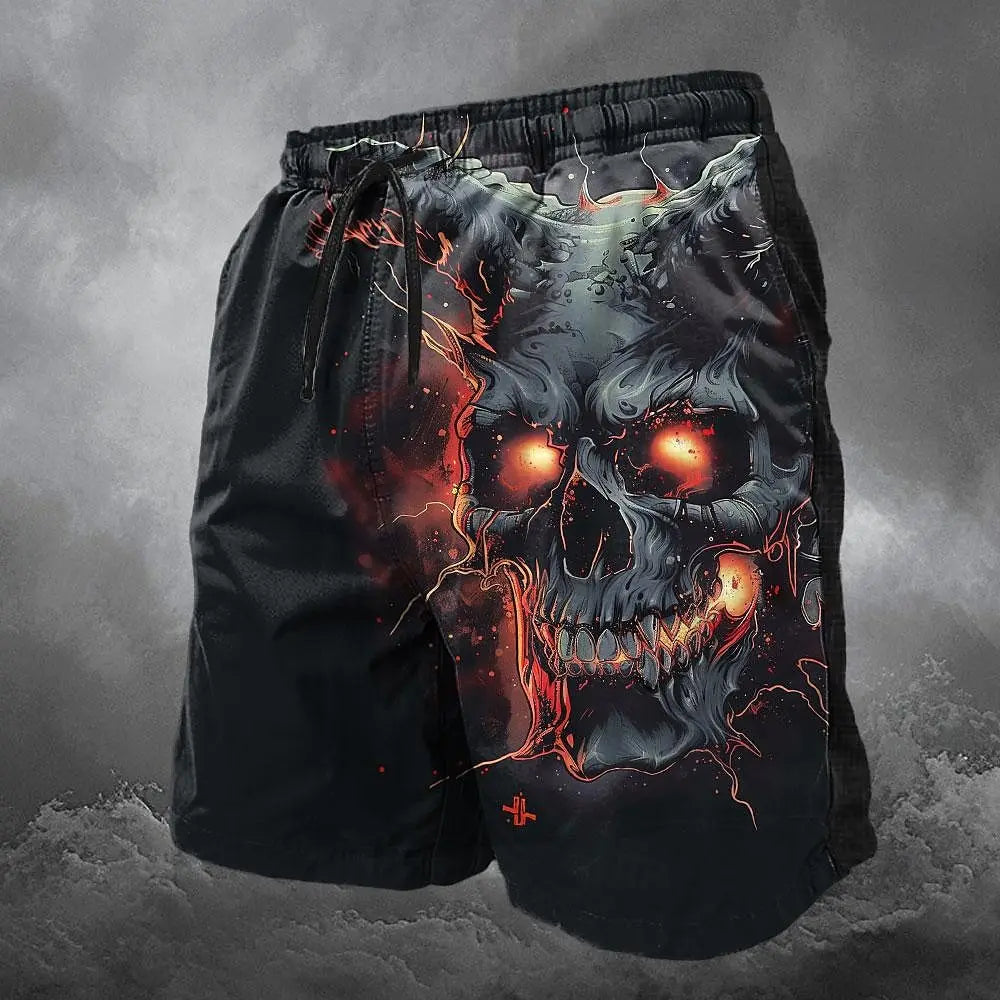 Fashion Horror Skull Pattern Beach Shorts For Men Fashion Summer 3D Printed Swim Trunks Loose Streetwear Hip Hop Short Pants