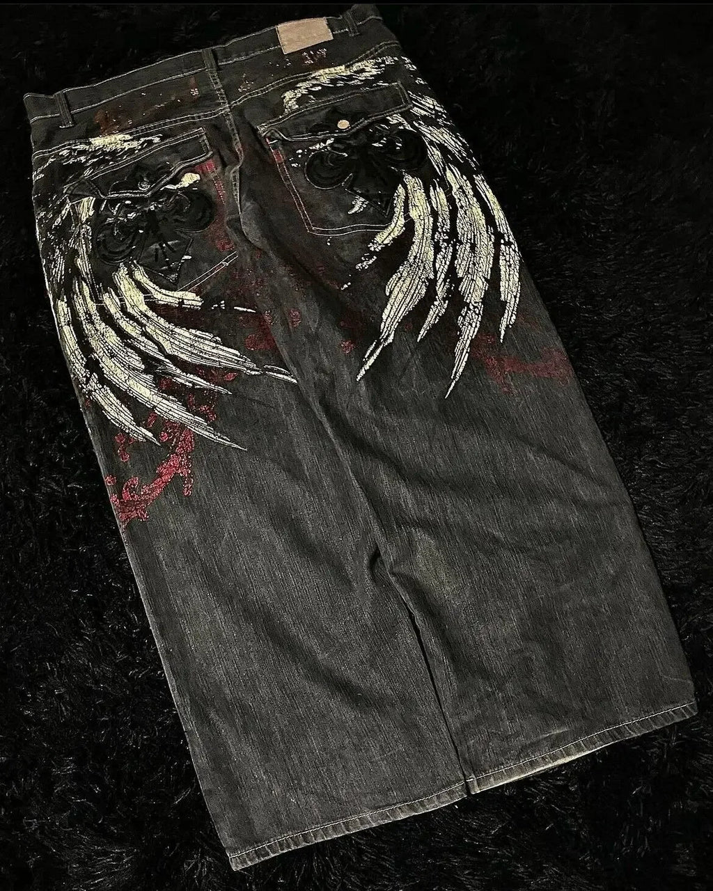 American Trend Retro Gothic Embroidery Graphics Washed Baggy Jeans Women's Y2K New Harajuku Hip-Hop Punk Rock Couple Street Wear - Matrix Studios
