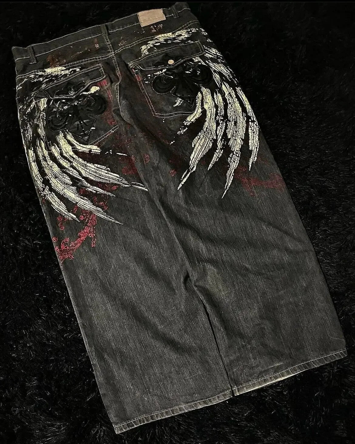American Trend Retro Gothic Embroidery Graphics Washed Baggy Jeans Women's Y2K New Harajuku Hip-Hop Punk Rock Couple Street Wear - Matrix Studios